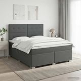 vidaXL Boxspringbed met matras, donkergrijs, 140 x 190 cm, stof