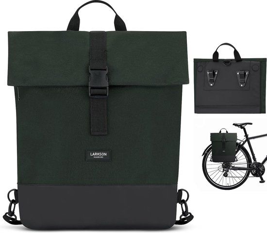 LARKSON Tammo Bike 2-in-1 Fietstas Rugzak & Achtertas Bagagedrager - Donkergroen - Waterafstotend