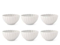 H&H - Set van 6 Lotus kommen ø 14 cm in witte staking, vaatwasmachinebestendig