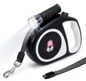Retoo Meye Hondenriem & Leiband met LED Verlichting - Oprolriem 5 Meter - Tot 15 kg - Zwart