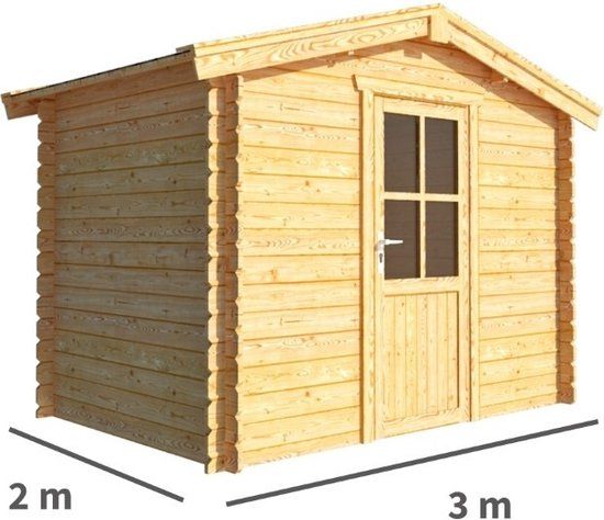 Merkloos Tuinhuisje Blokhut Fenna 300 cm bij 200 cm diep Zadeldak bruin