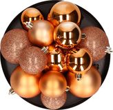 Cosy&Trendy Billiet - Vanlaere Kerstversiering set mix mat/glans/glitter kerstballen in het koper 6 en 8 cm pakket - 36x stuks
