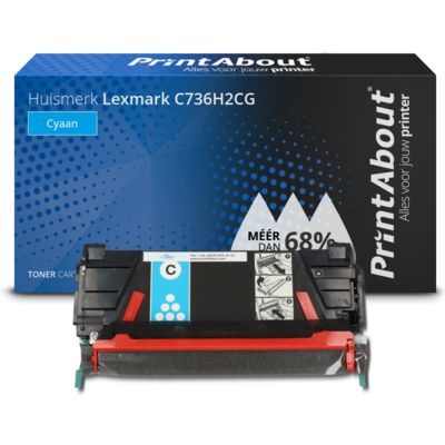 PrintAbout Huismerk Lexmark C736H2CG Toner Cyaan | 11000 pagina's | Compatibel