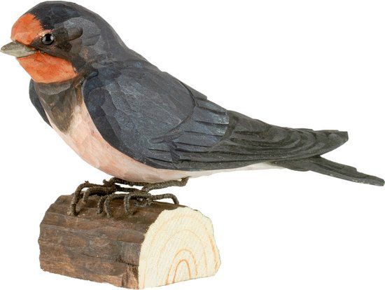 Wildlife Garden Decobird Hirondelle Rustique - Black Wooden Bird Figure