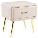 Beliani FLAYAT - Nachtkastje - Beige - Fluweel