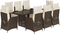 vidaXL Ensemble de jardin 9 pièces avec coussins polyrotin marron