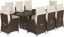 vidaXL Ensemble de jardin 9 pièces avec coussins polyrotin marron