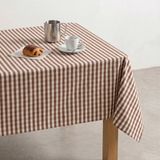 GAMUSI Vlekbestendig Tafelkleed MAVY – 2 kleuren Vichyruit – Katoen Look – 140x240 cm – Bruin