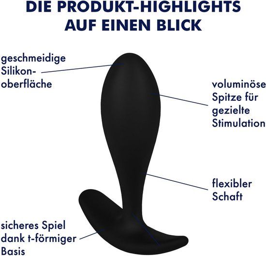 EIS anaalplug van silicone, zwart, 6.5 cm inbrenglengte