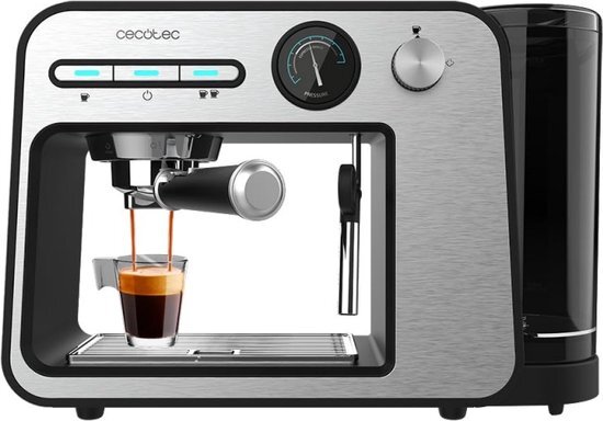 Cecotec Espressomachine Power Espresso 20 Square Pro, 1450 W, 20 bar, ThermoBlock, Vaporizer, 2 koffiekopjes, uitneembaar waterr