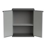Adventa: Kast van hars van pvc en PP, 2 deuren, 1 plank, eenvoudig te monteren, modulair systeem, robuust, geschikt voor binnen en buiten, 68 x 40 x 85 cm, grijs en zwart