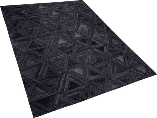 Beliani Vloerkleed leer zwart 140 x 200 cm KASAR