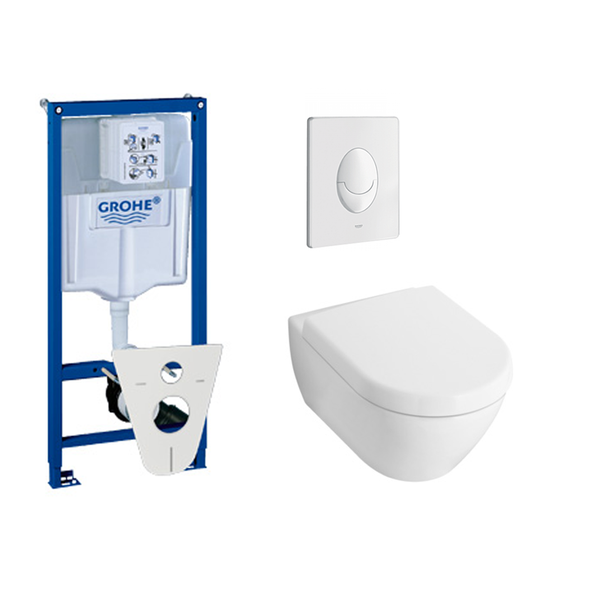 Villeroy & Boch villeroy en boch Subway 2.0 toiletset met inbouwreservoir softclose en quick release closetzitting en bedieningsplaat wit