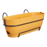 Elho Vibia Campana Balkonbak Allin1 50 - Plantenbak voor Balkon - Ø 50.4 x H 17.7 cm - Honinggeel