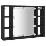 vidaXL Spiegelkast met LED-verlichting, zwart, 76x15x55 cm