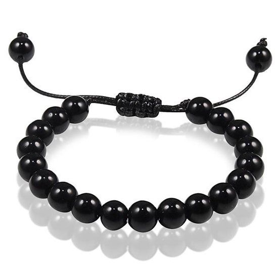 Memphis Verstelbare kralen armband Zwart Onyx 8mm