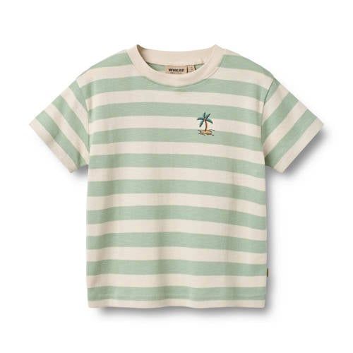 Wheat gestreepte T-shirt mintgroen Jongens Katoen Ronde hals Streep - maat 152