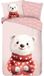 dekbedovertrek ice bear with sweater - 1 person 140x200/220 cm - Pink - 100% Cotton flannel