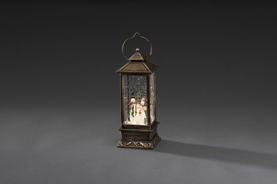 Konstsmide LED Sneeuwlantaarn met Sneeuwpop - 11x27cm - Batterij - Warmwit