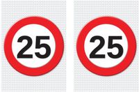 Bellatio Decorations Verjaardag deurposter - 2x - 25 jaar - stopbord - 59 x 84 cm