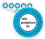 Merkloos / Sans marque Ricard Keuringsstickers NEN (zelf in te vullen) Goedgekeurd tot 2027 | 50 stuks, Ø 35 mm | Buiten Blauw