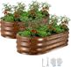Merkloos Verhoogde Moestuinbak / Plantenbak - Set van 2 Ovale Metalen Plantenbakken - 120x60x30 cm - Zonder Bodem - Voor Buiten - Diepe houtnerf