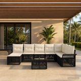 Maison Exclusive - Salon de jardin, 9 pièces, 8 places, en résine tressée noire