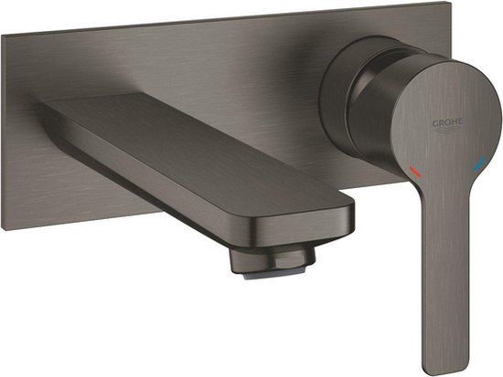 GROHE Lineare New M-Size Tweegats Wastafelmengkraan Wand - Mat Donkergrijs - 14.9cm Uitloop - 19409AL1