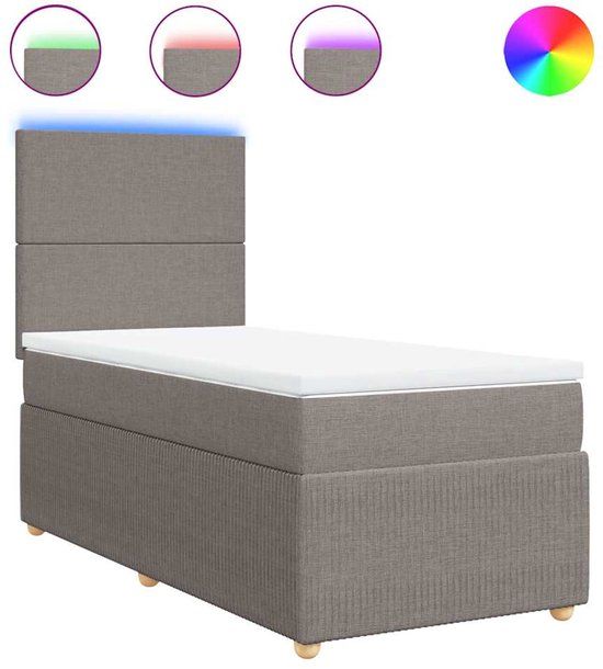 vidaXL Boxspring met matras stof taupe 100x200 cm