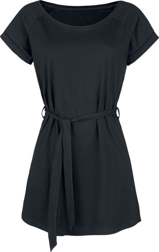 Forplay Jersey jurk met strikceintuur Dames Mini-jurk - zwart - 4XL