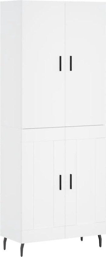 vidaXL Hoge kast bewerkt hout wit 69,5x34x180 cm
