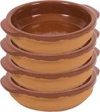Merkloos / Sans marque Gerimport Tapas bakje/schaaltje - 4x - San Sebastian - met handvat - 17 cm - aardewerk - bruin