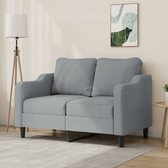 vidaXL Tweezitsbank met sierkussens 120 cm stof lichtgrijs