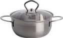 Life-time Kookpan & deksel glas 16cm 1,4L Staal Zilver Rond Vaatwasser veilig Elektrisch Gas Halogeen
