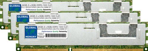 GLOBAL MEMORY 24GB (3 x 8GB) DDR3 1333MHz PC3-10600 ECC RDIMM Server RAM Kit