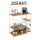 Merkloos / Sans marque Relaxdays Keukenrek staand - met 8 haken - natuur-wit