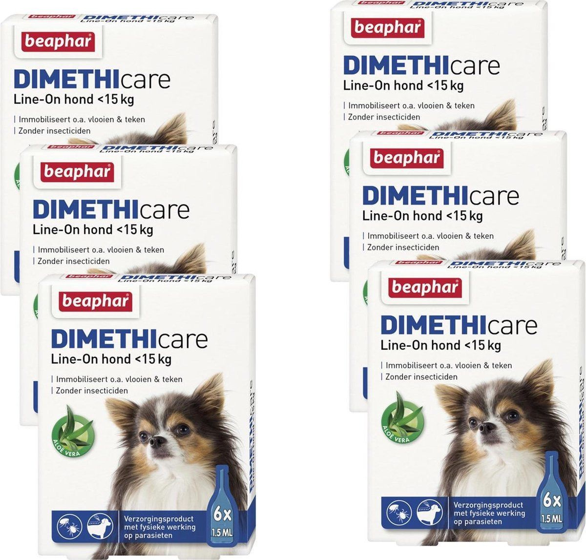 BEAPHAR Dimethicare Line-On Hond - Anti vlooien en tekenmiddel - 6 x ...