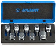 Unior 192/14 INCH schroevendraaierinzetstuk 1/2", set in metalen cassette, zwart
