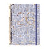 Miquelrius Kalender 2026, weekoverzicht, A5+, 155 x 213 mm, weekplanner, hardcover, spiraalbinding, elastische sluiting, 80 g/m² papier, Spaans EN-PT