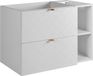3E 3xE living.com Badkamerkast, wit met gouden handgrepen, 80 x 57 x 46 cm