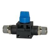 Afsluitklep RIEGLER Afsluitklep »Blaue serie«, R 1/8 a., R 1/8 a., met schroefdraadcoating, werkdruk max. 15 bar, kunststof/messing vernikkeld