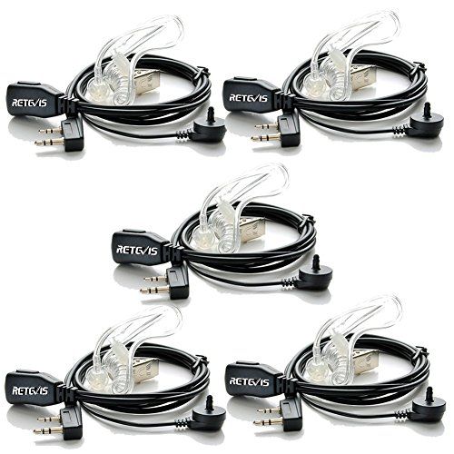 Retevis Walkie Talkie Headset - 2-pins - Compatibel met RT24, RT24V, RT27, RT622, RT619, RT28, RT15, Nestling, Baofeng, Kenwood (5 St.)