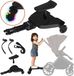 Lionelo Buggy Board Meerijdplankje - Kinderwagen-opstapje - Zit- en Sta-optie - Universeel - LED-wielen - Verstelbaar Zitje - Antislip Platform - Tot 25 kg - 2-5 jaar - Eenvoudige Montage