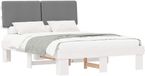 vidaXL Bedframe met gestoffeerd hoofdeinde, lichtgrijs, 120 x 190 cm