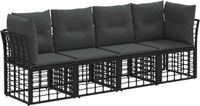 vidaXL - Dining loungeset - Zwart - Polyester - 4 zitplekken