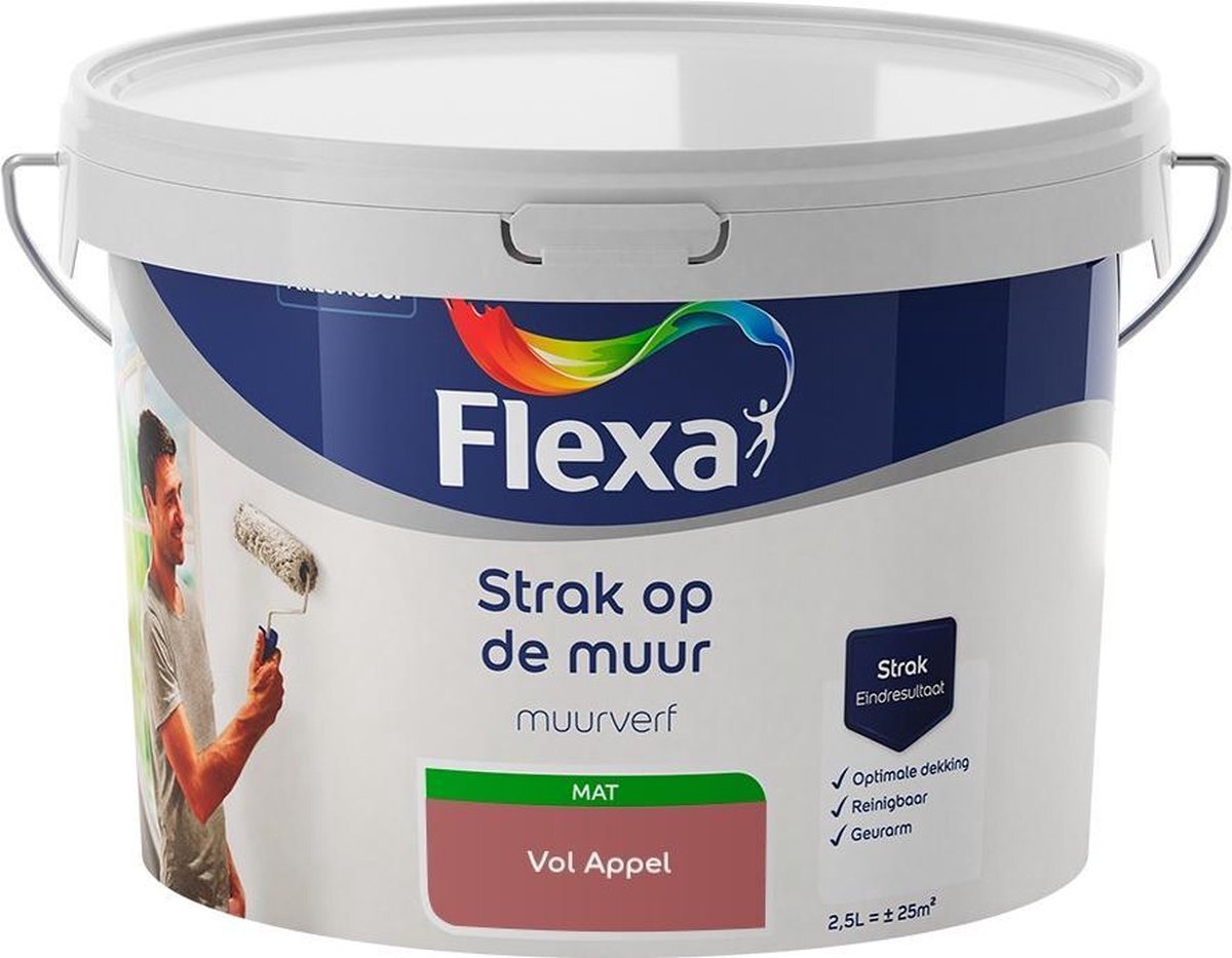 FLEXA - Strak op de muur - Muurverf - Mengcollectie - Vol Appel - 2,5 liter