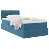 vidaXL Opbergbed met hoofdeinde, donkerblauw, 100 x 200 cm, fluweel