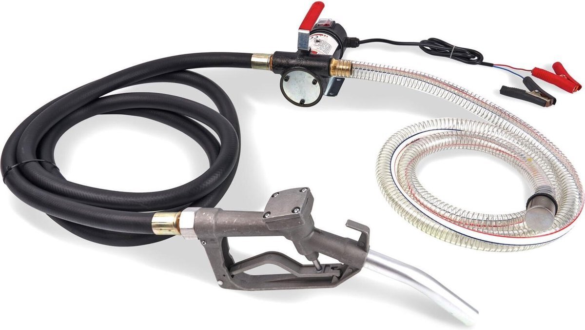 Dieselpumpe, 12 V DC, 15 GPM, 1/4 PS, tragbare elektrische Kraftstoffpumpe mit automatischer Abschaltung der Pistole, Einlass- & Auslassschlauch für Benzin, Diesel, Kerosin, Methanol-Mischungen | DE