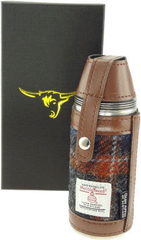Jachtfles Grijs - 4 bekertjes - Harris Tweed - Glen Appin of Scotland