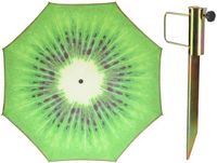 Kiwi Fruit Vert Parasol met metalen grondharing - polyester - Dia 180 cm - verstelbaar - Tuin - Strand - Camping - UV straling bestendig